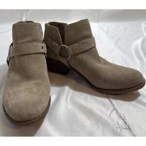 Lucky Brand Bolton Ankle Boots Women’s 8M Beige Suede Zip Up